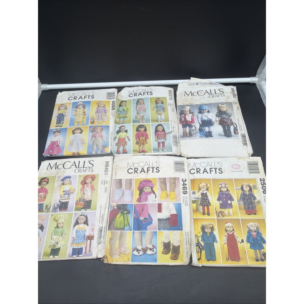 VTG Lot 6 McCalls 18" Doll Clothes Pattern 4066 6370 6480 6451 3469 2506 UNCUT